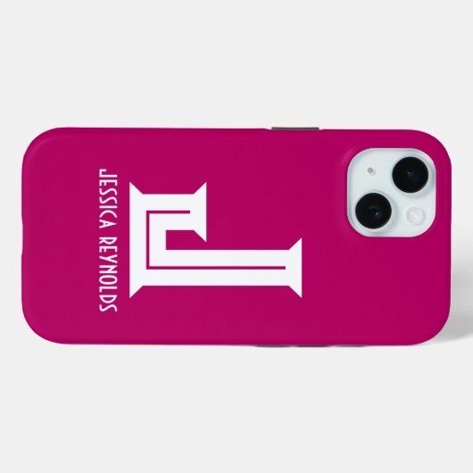 Coques Case-Mate iPhone Monogramme minimal rose chaud (Verso (horizontal))