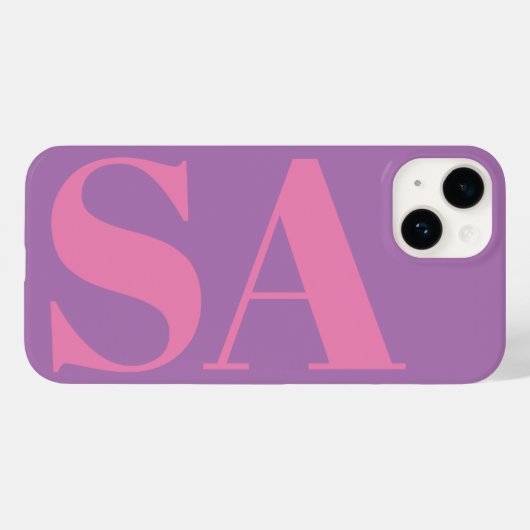 Coques Case-Mate iPhone Monogramme minimal rose moderne (Verso (horizontal))