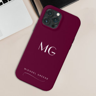 Case-Mate iPhone Case Monogramme Minimaliste Bourgogne Avec Nom