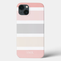 Monogramme minimaliste moderne rose Gris Crème ray