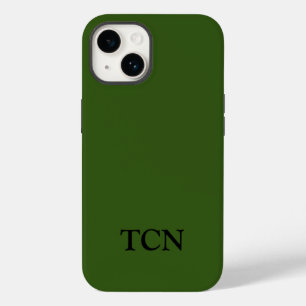 Coque Pour iPhone 14 Monogramme Minimaliste Moderne Vert Olive