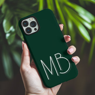 Coques iPhone 16 Pro Max Monogramme minimaliste personnalisé vert forêt