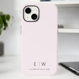 Coque Pour iPhone 14 Monogramme minimaliste rose vif