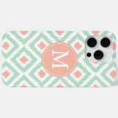 Coques Case-Mate iPhone Monogramme Mint Coral Diamond Ikat Motif (Verso (horizontal))