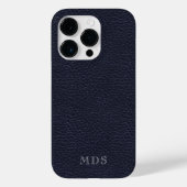 Coques Case-Mate iPhone Monogramme Minuit Bleu Faux cuir look (Verso)