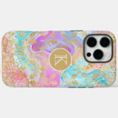 Coques Case-Mate iPhone Monogramme Moderne Abstrait Paillettes Personnalis (Verso (horizontal))