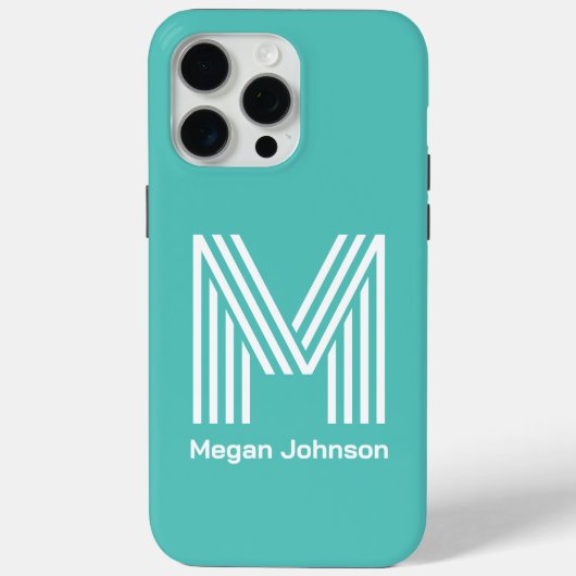 Coques Case-Mate iPhone Monogramme Moderne Aqua (Verso)