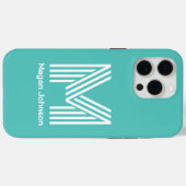 Coques Case-Mate iPhone Monogramme Moderne Aqua (Verso (horizontal))