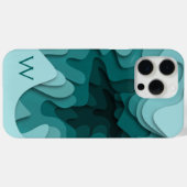 Coques Case-Mate iPhone Monogramme moderne Aqua Turquoise peinture Abstrai (Verso (horizontal))