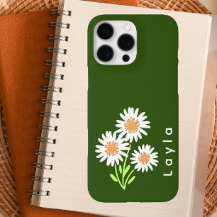 Coques iPhone 16 Pro Max Monogramme moderne Baisy vert et blanc
