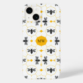 Coques Case-Mate iPhone Monogramme moderne Bee Motif jaune Honeycomb chic (Verso)