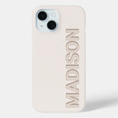 Coques Case-Mate iPhone Monogramme moderne beige Nom (Verso)
