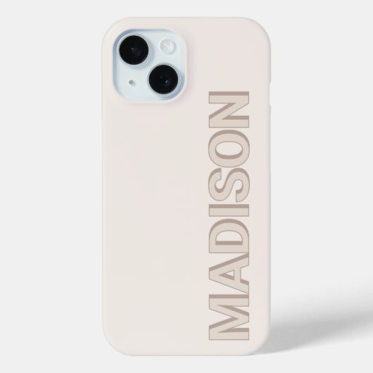 Coques Case-Mate iPhone Monogramme moderne beige Nom (Verso)