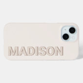 Coques Case-Mate iPhone Monogramme moderne beige Nom (Verso (horizontal))