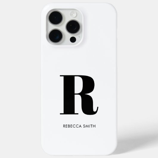 Coques Case-Mate iPhone Monogramme moderne blanc simple (Verso)