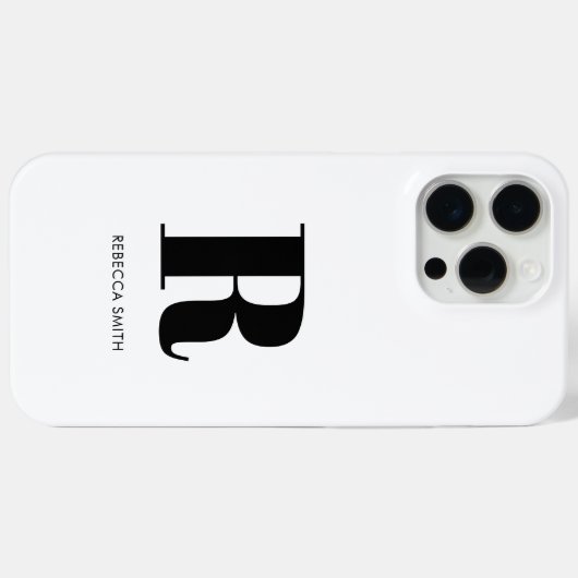 Coques Case-Mate iPhone Monogramme moderne blanc simple (Verso (horizontal))