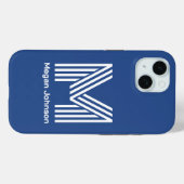 Coques Case-Mate iPhone Monogramme Moderne Bleu (Verso (horizontal))