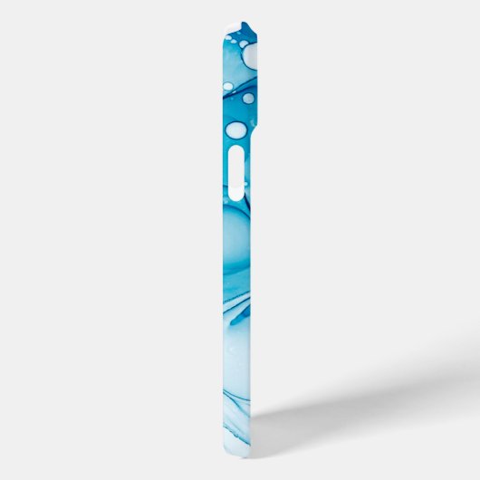 Coques Case-Mate iPhone monogramme moderne bleu marbré (Verso / Droite)