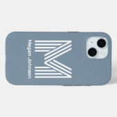 Coques Case-Mate iPhone Monogramme Moderne Bleu Poussiéreux (Verso (horizontal))