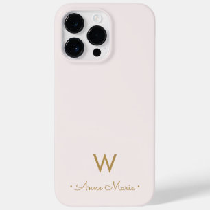 Coque Pour Pour iPhone 14 Pro Max Monogramme moderne Blush Pink Gold Script
