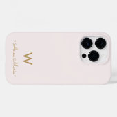 Coques Case-Mate iPhone Monogramme moderne Blush Pink Gold Script (Verso (horizontal))