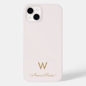Coques Case-Mate iPhone Monogramme moderne Blush Pink Gold Script (Verso)