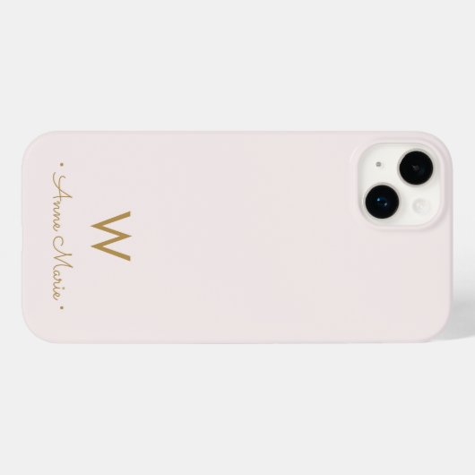 Coques Case-Mate iPhone Monogramme moderne Blush Pink Gold Script (Verso (horizontal))