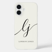 Coques Case-Mate iPhone Monogramme Moderne Calligraphie Script Blanc ivoir (Verso)