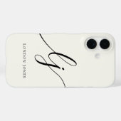 Coques Case-Mate iPhone Monogramme Moderne Calligraphie Script Blanc ivoir (Verso (horizontal))