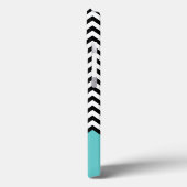 Coques Case-Mate iPhone Monogramme moderne Chevron noir et turquoise (Verso / Gauche)