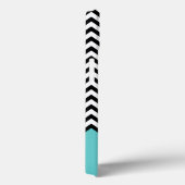 Coques Case-Mate iPhone Monogramme moderne Chevron noir et turquoise (Verso / Droite)