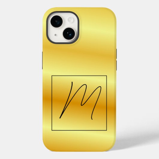 Coques Case-Mate iPhone Monogramme Moderne Couleur Or Initiale (Verso)