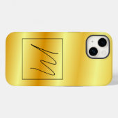 Coques Case-Mate iPhone Monogramme Moderne Couleur Or Initiale (Verso (horizontal))