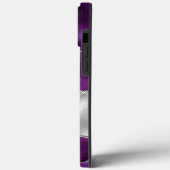 Coques Case-Mate iPhone Monogramme moderne d'âge mauve et argenté (Verso / Gauche)