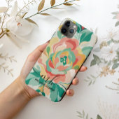 Coques Case-Mate iPhone monogramme moderne d'aquarelle florale vert girly