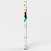 Coques Case-Mate iPhone Monogramme moderne d'aquarelle vert girly rose (Dos/Droite)