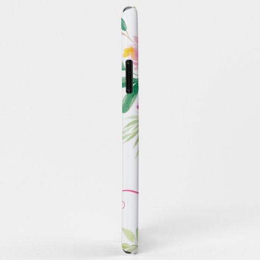 Coques Case-Mate iPhone Monogramme moderne d'aquarelle vert girly rose (Dos/Droite)