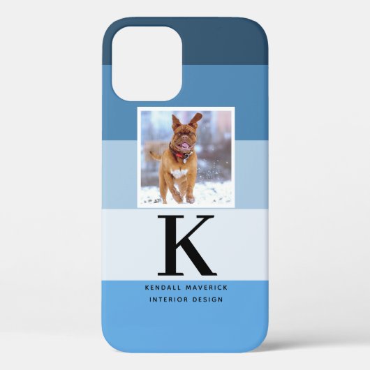Coques Case-Mate iPhone Monogramme moderne de la photo d'animal | Bleu Ble (Verso)