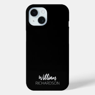 Coque Pour iPhone 15 Monogramme Moderne de Nom en Écriture Script
