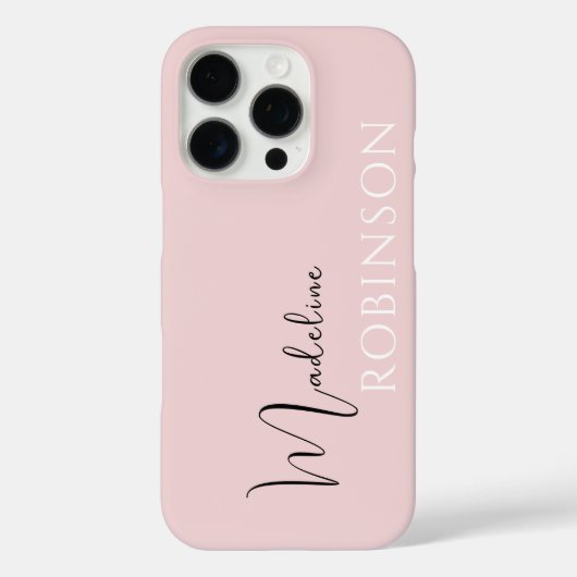 Coques Case-Mate iPhone Monogramme moderne de script rose vif (Verso)
