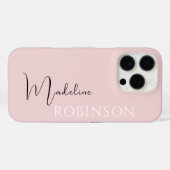 Coques Case-Mate iPhone Monogramme moderne de script rose vif (Verso (horizontal))