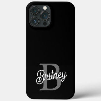Case-Mate iPhone Case Monogramme moderne élégant Nom noir Gris noir Scri
