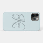 Coques Case-Mate iPhone Monogramme moderne élégant Script Aqua Blue (Dos (Horizontal))