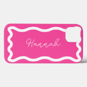 Coques Case-Mate iPhone Monogramme moderne élégant Script Hot rose Wavy Li (Verso (horizontal))