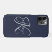 Coques Case-Mate iPhone Monogramme moderne élégant Script Marine Bleu (Dos (Horizontal))