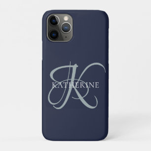 Case-Mate iPhone Case Monogramme moderne élégant Script Marine Bleu