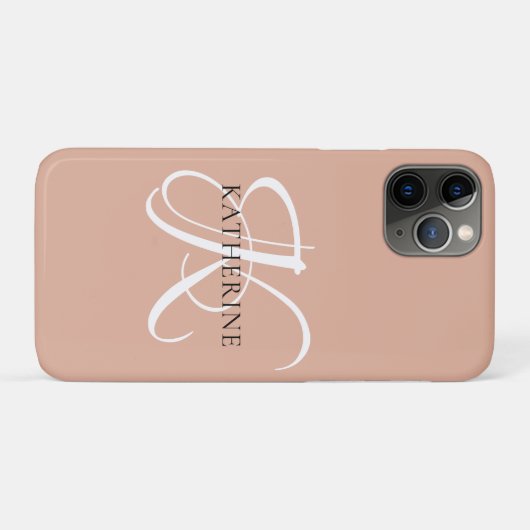 Coques Case-Mate iPhone Monogramme moderne élégant Script rose pâle (Dos (Horizontal))