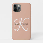 Coques Case-Mate iPhone Monogramme moderne élégant Script rose pâle (Dos)