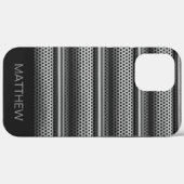 Coques Case-Mate iPhone Monogramme moderne en argent (Verso (horizontal))