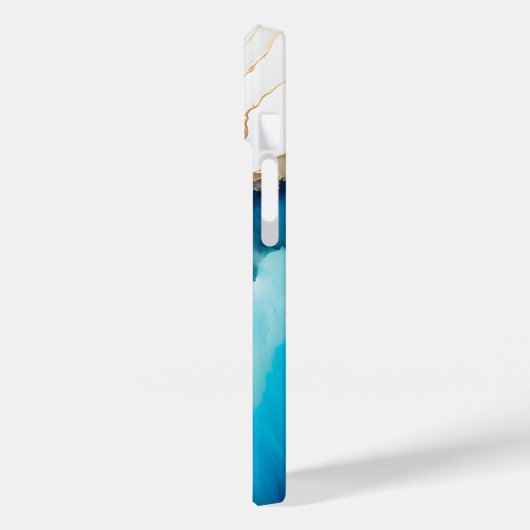 Coques Case-Mate iPhone Monogramme moderne en marbre bleu or personnalisé (Verso / Gauche)